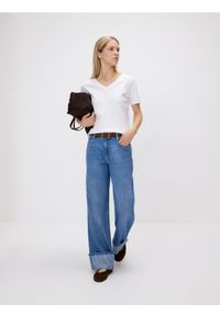 Reserved - Gładki t-shirt - biały. Kolor: biały. Materiał: dzianina, bawełna. Wzór: gładki