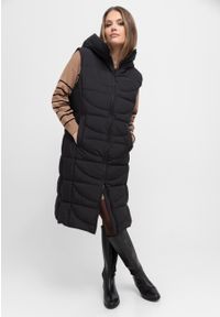 Volcano - Długi, pikowany bezrękawnik V-JAVA. Kolor: czarny. Materiał: materiał. Długość rękawa: bez rękawów. Długość: długie. Styl: sportowy, elegancki #1