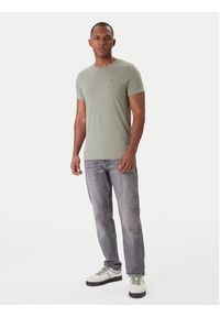 Tommy Jeans T-Shirt DM0DM04411 Zielony Slim Fit. Kolor: zielony. Materiał: bawełna