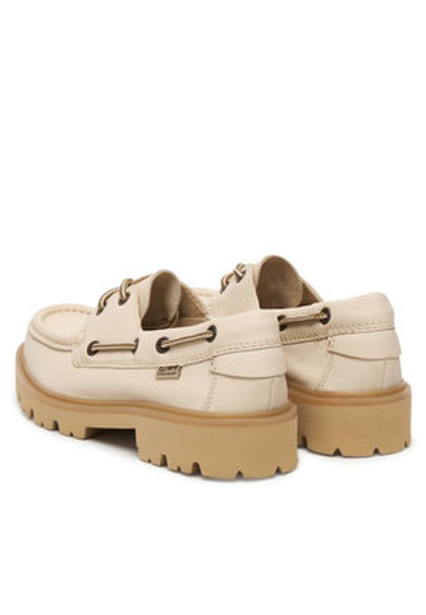 Clarks Sneakersy Cleyhill Boat. 26187841 Écru. Kolor: kremowy. Materiał: skóra