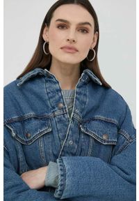 Levi's® - Levi's kurtka jeansowa damska kolor niebieski przejściowa oversize. Okazja: na spotkanie biznesowe. Kolor: niebieski. Materiał: jeans. Styl: biznesowy #5