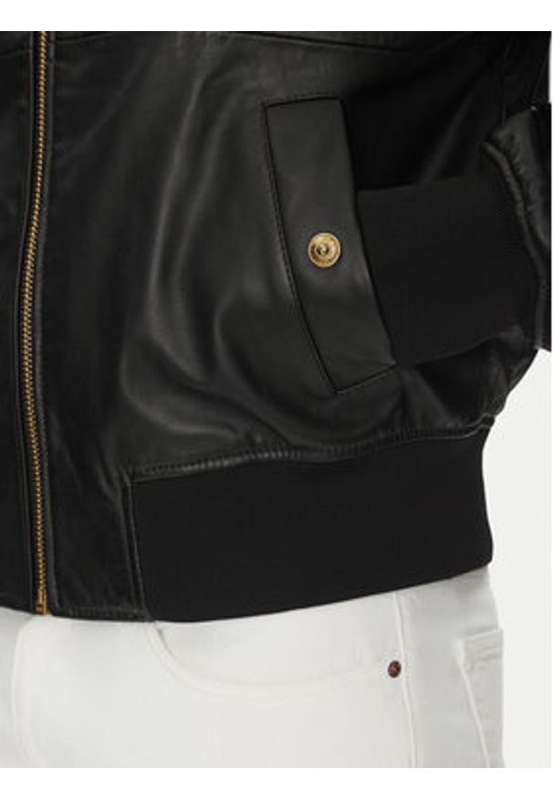 Versace Jeans Couture Kurtka skórzana 78GAVP06 Czarny Regular Fit. Kolor: czarny. Materiał: skóra