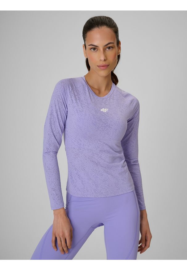 4f - 4F Longsleeve treningowy slim szybkoschnący damski - fioletowy XL. Kolor: fioletowy. Materiał: materiał, włókno. Długość rękawa: długi rękaw. Sport: fitness