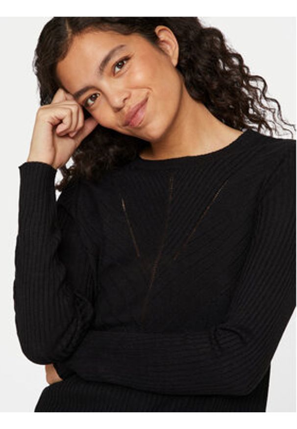 Vila Sweter Olina 14098889 Czarny Regular Fit. Kolor: czarny. Materiał: syntetyk