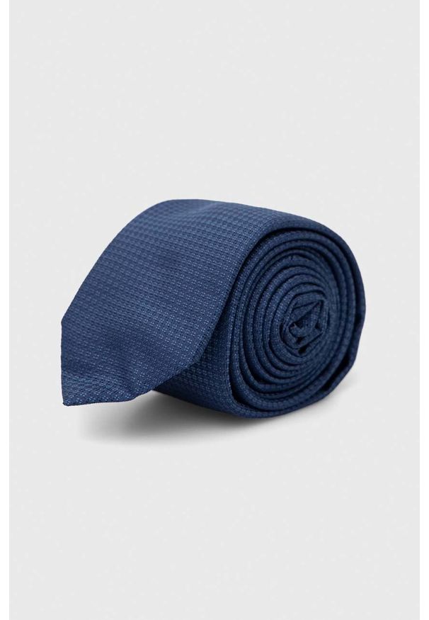 Hugo - HUGO krawat jedwabny kolor granatowy. Kolor: niebieski. Materiał: jedwab