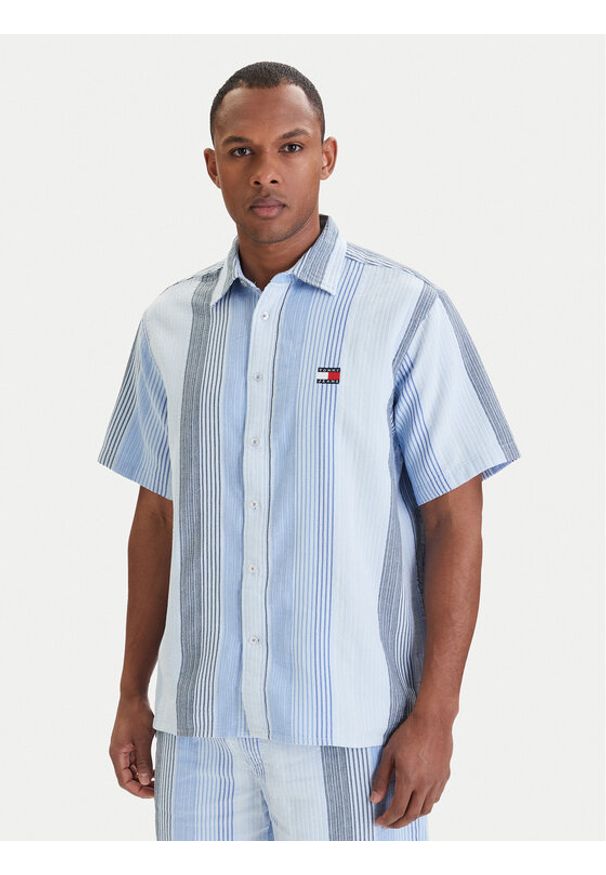 Tommy Jeans Koszula DM0DM22789 Błękitny Relaxed Fit. Kolor: niebieski. Materiał: bawełna
