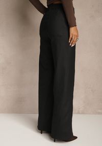 Renee - Czarne Spodnie Wide Leg Regular Waist z Imitacji Skóry Lanavea. Okazja: na co dzień. Kolor: czarny. Materiał: skóra. Styl: casual, elegancki #5