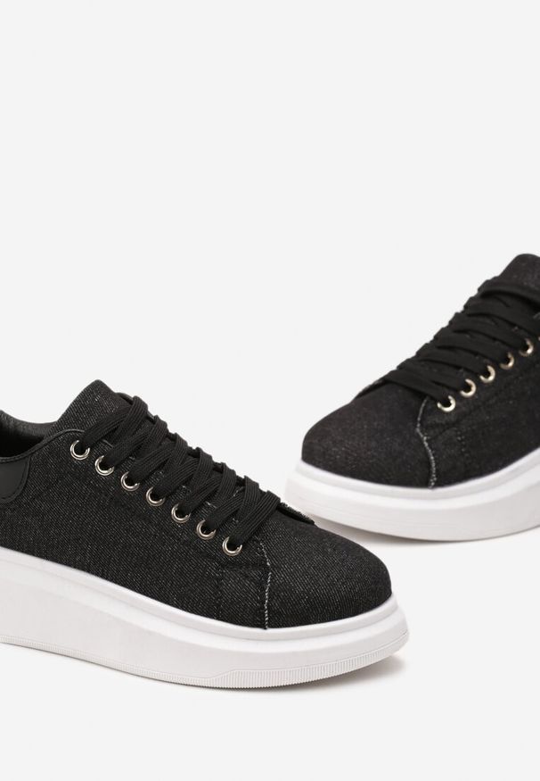 Born2be - Czarne Sneakersy na Platformie Lepava. Okazja: na co dzień. Kolor: czarny. Obcas: na platformie