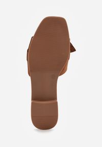 Born2be - Brązowe Klapki VICES z Imitacji Zamszu z Kokardą na Niskim Obcasie Imperiale. Okazja: na co dzień, do pracy, na spotkanie biznesowe. Kolor: brązowy. Materiał: zamsz. Wzór: gładki, haft. Obcas: na obcasie. Styl: casual, biznesowy, elegancki. Wysokość obcasa: niski #5