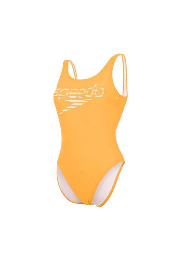 Strój pływacki jednoczęściowy damski Speedo Logo Deep U-Back. Kolor: pomarańczowy, biały, wielokolorowy