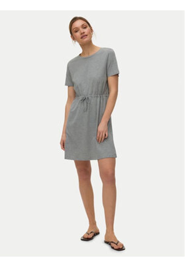 Vero Moda Sukienka letnia Luna 10325626 Szary jasny Regular Fit. Kolor: szary. Materiał: bawełna. Sezon: lato