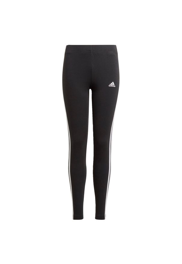 Adidas - Legginsy dla dzieci adidas Essentials 3 Stripes Leggings czarne GN4046. Okazja: na co dzień. Kolor: wielokolorowy, czarny, biały. Materiał: bawełna. Styl: sportowy, casual