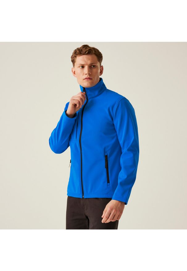 Regatta - Męska 3-warstwowa kurtka softshell z membraną Octagon II do druku. Kolor: turkusowy, niebieski, wielokolorowy. Materiał: softshell. Sport: turystyka piesza