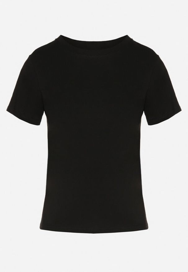 Born2be - Czarny Klasyczny T-shirt z Bawełny Lorali. Okazja: na co dzień, na spacer. Kolor: czarny. Materiał: bawełna. Wzór: gładki. Styl: klasyczny