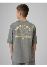4f - 4F T-shirt loose z nadrukiem chłopięcy - szary 158/164 (12-14 lat). Okazja: na uczelnię, na co dzień, na spacer. Kolor: szary. Materiał: materiał, bawełna, skóra, dzianina. Wzór: nadruk. Sezon: lato. Styl: casual #2