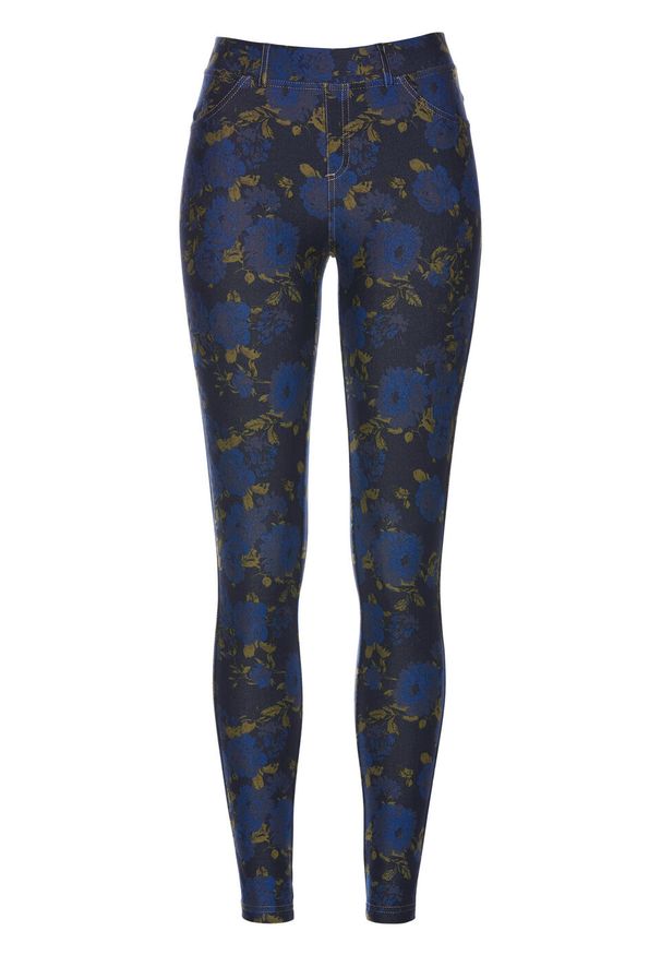 Niebieskie jeansy bonprix w kwiaty