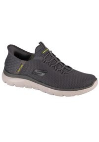 skechers - Męskie SUMMITS HIGH RANGE Slip-On Ciemnoszary. Zapięcie: bez zapięcia. Kolor: szary. Materiał: materiał