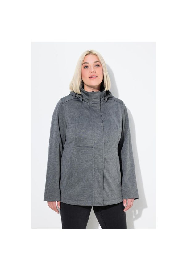 ULLA POPKEN - Damskie Kurtka softshell HYPRAR wodoodporna kaptur. Kolekcja: plus size. Kolor: szary. Materiał: poliester, materiał. Sport: turystyka piesza