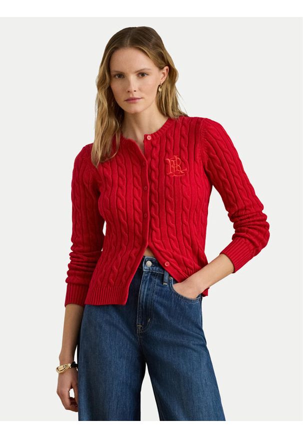 Lauren Ralph Lauren - LAUREN RALPH LAUREN Kardigan 200932225015 Czerwony Regular Fit. Kolor: czerwony. Materiał: bawełna
