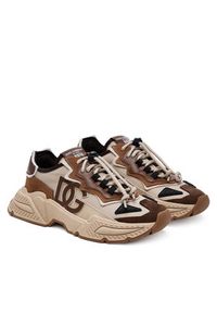 DOLCE & GABBANA - Dolce&Gabbana Sneakersy DA5119 AQ040 Brązowy. Kolor: brązowy. Materiał: materiał #6
