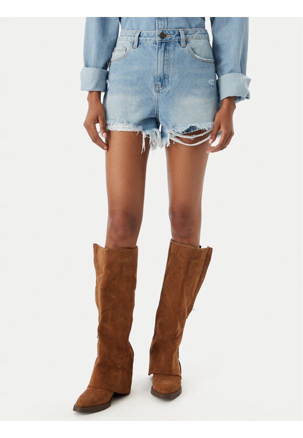 Eleh Szorty jeansowe EL122 Niebieski Regular Fit. Kolor: niebieski. Materiał: bawełna