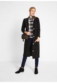 bonprix - Płaszcz dzianinowy z naszywanymi kieszeniami. Kolor: czarny. Materiał: dzianina. Długość rękawa: długi rękaw. Długość: długie #2