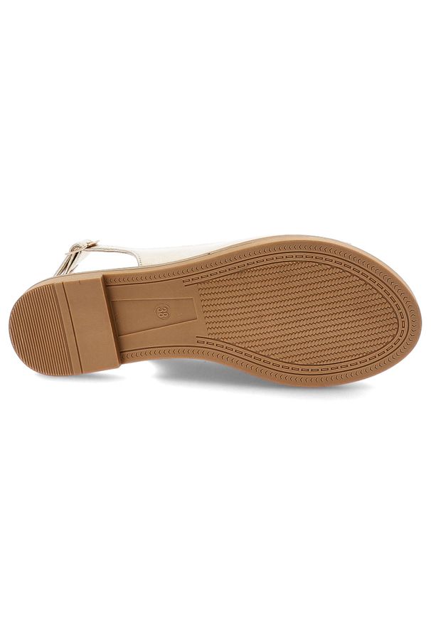 Złote Sandały Filippo Modne Obuwie Damskie. Okazja: na co dzień. Zapięcie: pasek. Kolor: złoty. Materiał: skóra ekologiczna. Wzór: aplikacja. Sezon: lato. Styl: elegancki, casual