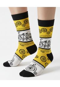 His Story - Tematyczne Skarpetki Bawełniane - w Rowery i Zębatki. Kolor: żółty, złoty, wielokolorowy. Materiał: elastan, bawełna, poliamid #3
