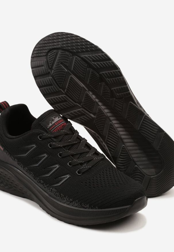 Born2be - Czarno-Szare Buty Sportowe Sneakersy z Geometrycznym Wzorem Odalise. Okazja: na co dzień. Zapięcie: sznurówki. Kolor: czarny. Materiał: jeans. Wzór: geometria