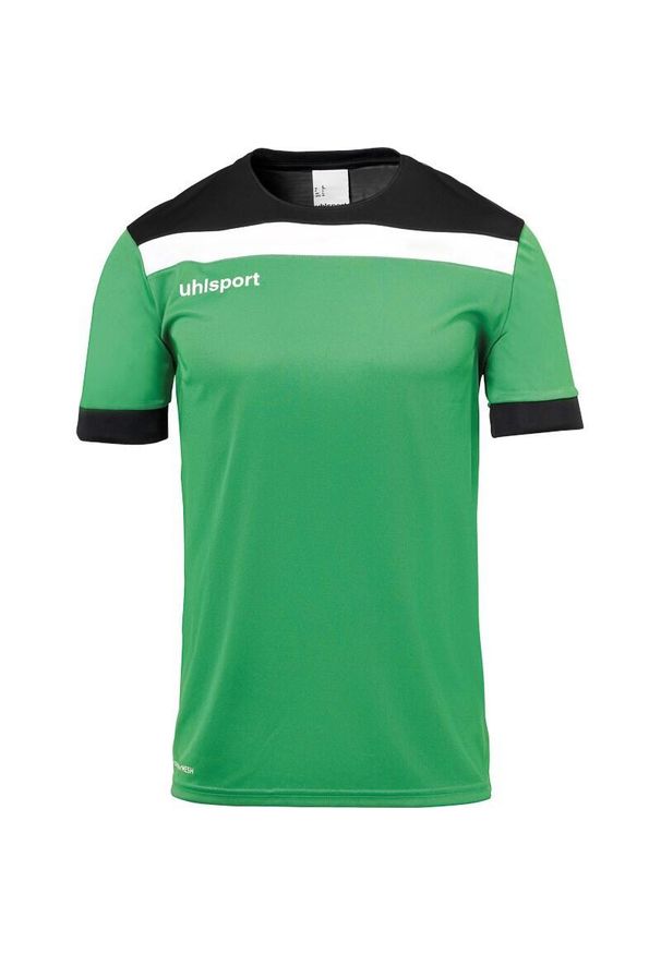UHLSPORT - Polo Uhlsport Offense 23. Typ kołnierza: polo. Kolor: czarny, zielony, wielokolorowy. Materiał: materiał. Długość rękawa: krótki rękaw. Długość: krótkie. Sport: piłka nożna
