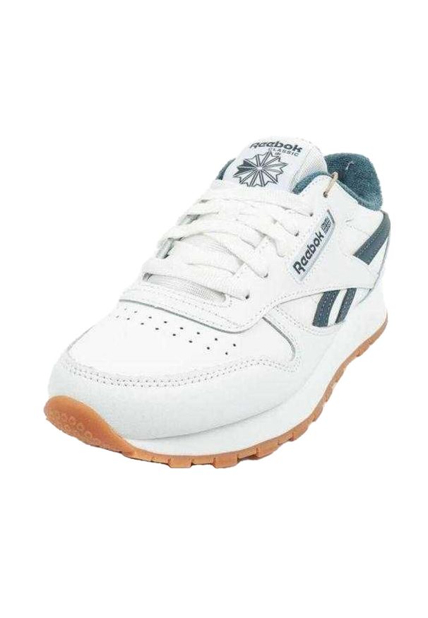 Reebok - Damskie Buty Sportowe Classic Logo Ze Skóry Ekologicznej. Kolor: biały. Materiał: skóra ekologiczna. Sezon: zima. Styl: sportowy