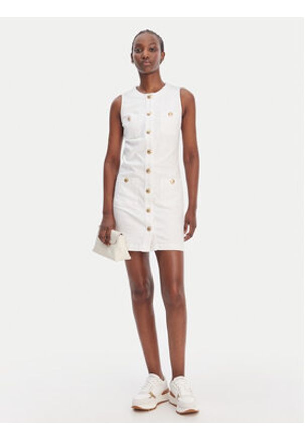 Liu Jo Sukienka jeansowa UA6334 D0275 Biały Regular Fit. Kolor: biały. Materiał: bawełna