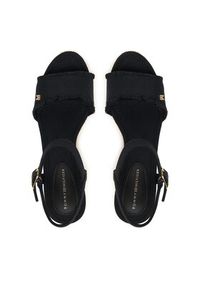 TOMMY HILFIGER - Tommy Hilfiger Sandały Mid Woven Wedge Espad Fringe FW0FW09470 Czarny. Kolor: czarny. Materiał: materiał #4