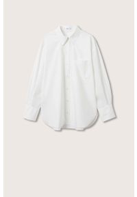 mango - Mango koszula bawełniana Juanes damska kolor biały relaxed z kołnierzykiem klasycznym. Typ kołnierza: kołnierzyk klasyczny. Kolor: biały. Materiał: bawełna. Długość rękawa: długi rękaw. Długość: długie. Styl: klasyczny