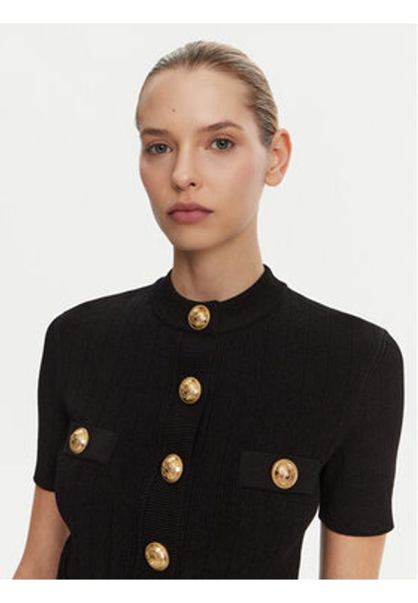 Balmain Kardigan DF1KL023KB07 Czarny Regular Fit. Kolor: czarny. Materiał: wiskoza