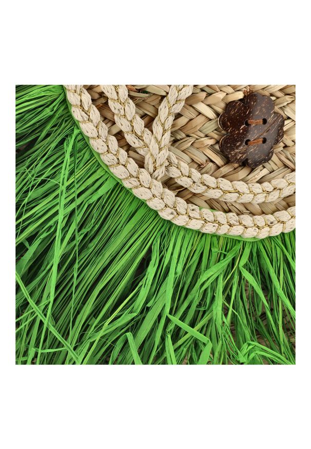 Sca'viola - Zielona Torebka Damska Sca'Viola Stylowy Koszyk Boho. Kolor: zielony. Sezon: lato. Dodatki: z frędzlami. Materiał: skórzane. Styl: boho, elegancki