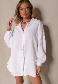 Renee - Biała Muślinowa Koszula z Bawełny Ateloria. Okazja: na co dzień. Kolor: biały. Materiał: bawełna. Styl: casual #5