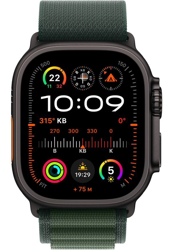 APPLE - Smartwatch Apple Watch Ultra 2 (GPS + Cellular) 49mm Black Titanium Case with Dark Green Alpine Band, Small (MX4Q3). Rodzaj zegarka: smartwatch