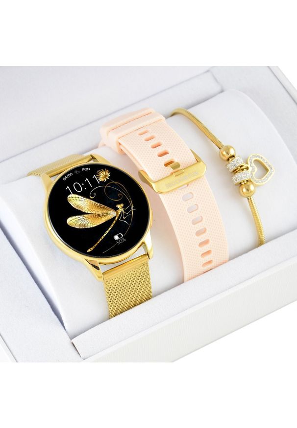 Zestaw damski zegarek SMARTWATCH Rubicon RNCF30 złoty + bransoletka. Rodzaj zegarka: smartwatch. Kolor: złoty