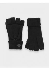 outhorn - Rękawiczki mitenki - czarne. Kolor: czarny. Materiał: dzianina, akryl. Wzór: ze splotem #1