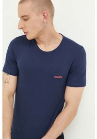 Hugo - HUGO t-shirt bawełniany 3-pack kolor niebieski z nadrukiem. Kolor: niebieski. Materiał: bawełna. Długość rękawa: krótki rękaw. Długość: krótkie. Wzór: nadruk #6