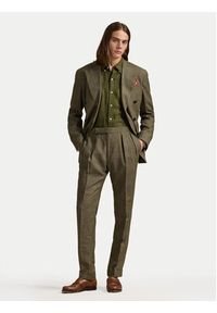 Polo Ralph Lauren Koszula 710968915006 Khaki Slim Fit. Typ kołnierza: polo. Kolor: brązowy. Materiał: len #5