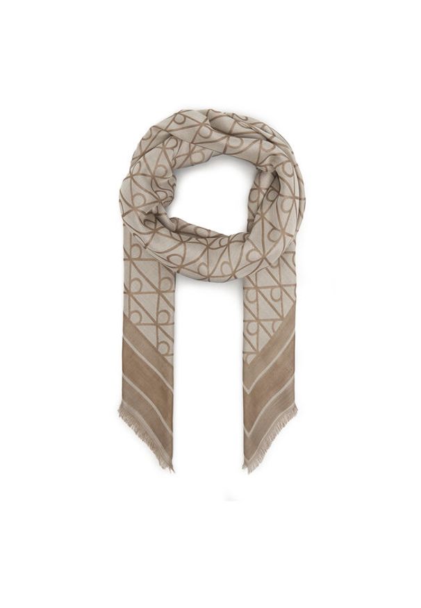 Calvin Klein Chusta Emblem Aop Jacquard Square Scarf LV04F8080G Beżowy. Kolor: beżowy