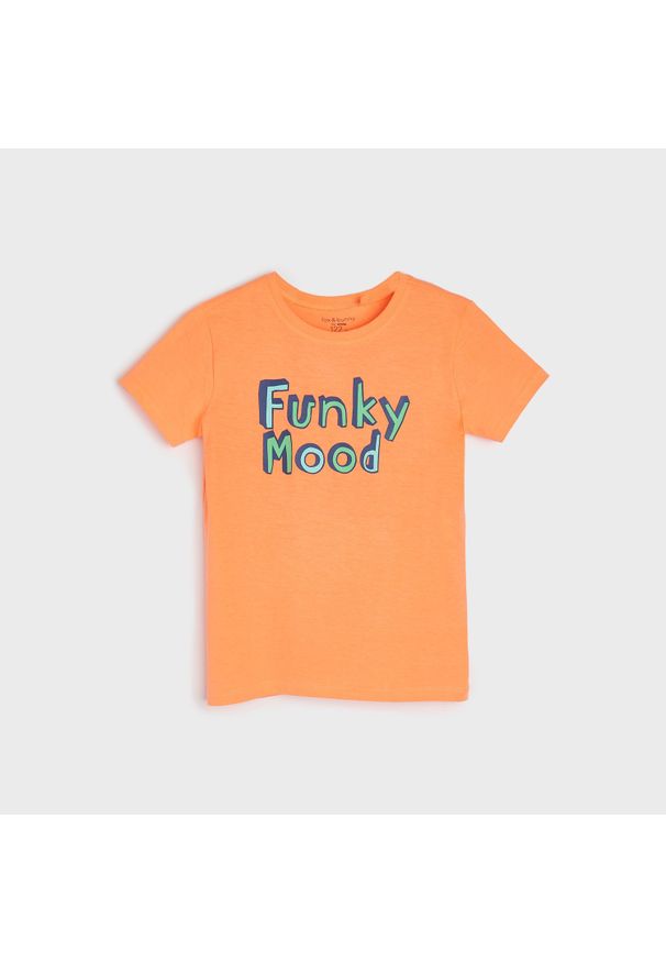 Sinsay - Koszulka z nadrukiem - Pomarańczowy. Kolor: pomarańczowy. Wzór: nadruk