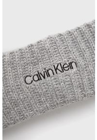 Calvin Klein - Opaska z domieszką wełny. Kolor: szary. Materiał: wełna #3