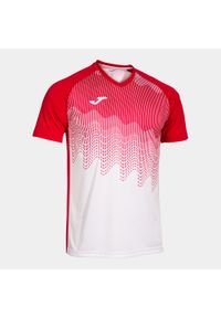 Koszulka męska Joma Tiger VI Biało-Czerwona 2XL. Kolor: czerwony, biały, wielokolorowy. Materiał: materiał. Sport: piłka nożna