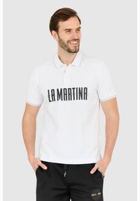 La Martina - LA MARTINA Męska biała koszulka polo Regular Fit, Rozmiar XXL. Typ kołnierza: polo. Kolor: biały