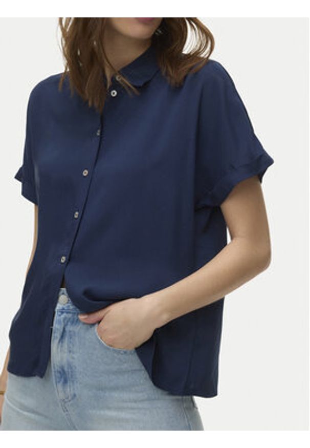 Vero Moda Koszula Alice 10342668 Granatowy Regular Fit. Kolor: niebieski. Materiał: wiskoza