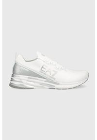 EA7 Emporio Armani sneakersy kolor biały. Nosek buta: okrągły. Kolor: biały. Materiał: guma. Obcas: na platformie