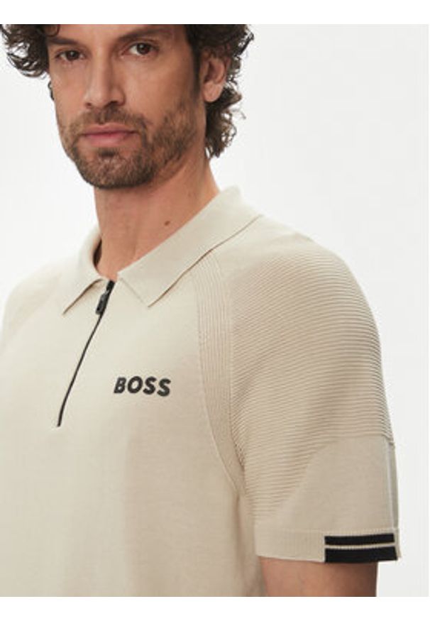 BOSS Polo K_Perform-Max_Pl 50537146 Beżowy Slim Fit. Typ kołnierza: polo. Kolor: beżowy. Materiał: bawełna